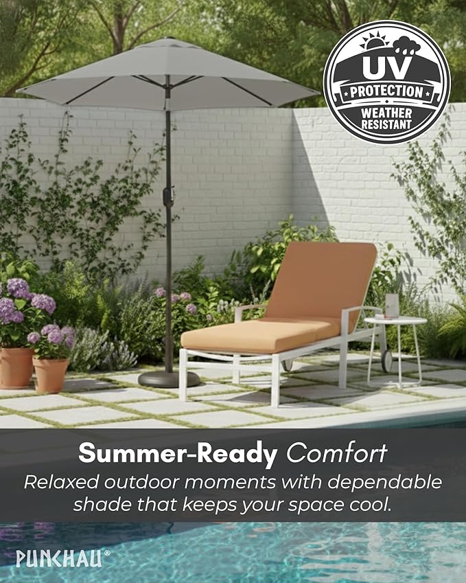 6 Ft Outdoor Patio Umbrella, Easy Open/Close Crank and Push Button Tilt Adjustment - Gray Market Umbrellas