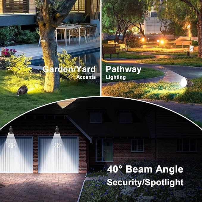 OSTEK 25W LED Bullet Spotlight Flood Light, 3CCT Selectable LED Landscape Spotlight with Knuckle Mount 3500LM, 0-10V Dimmable Commercial Outdoor Weatherproof Flood Light 120-277V, UL-Listed (6 Pack)