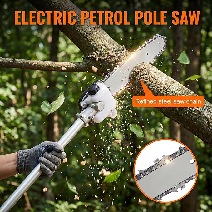 60.8V 12Ah Weed Wacker & Brush Cutter Kit Electric Grass Trimmer Edger Pruning Shears Chainsaw Long Runtime Lithium Battery Multi-Tool Set with Charger for Yard & Garden