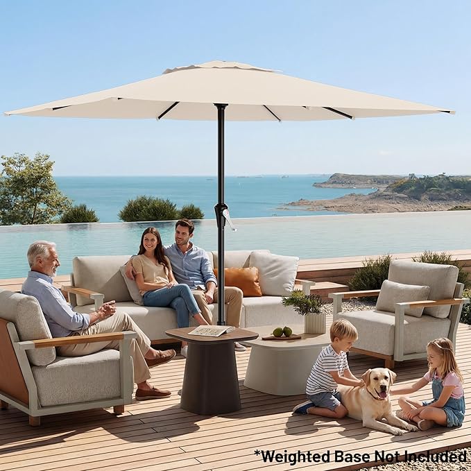 AreShark 8' x 10' Rectangle Patio Umbrellas for Outdoor, Outdoor Table Umbrella, Large Outdoor Patio Umbrellas with 8 Sturdy Ribs for Pool, Garden, Market (Cream-White)