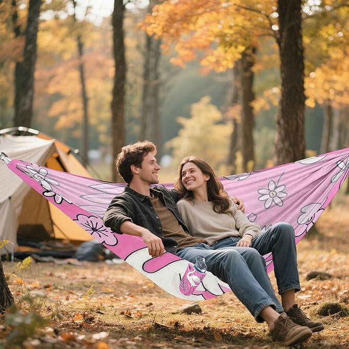 Elegant Animal Flamingo Peach 330lb Capacity Outdoor Hammock with Portabl Carry Bag Fabric Hammock for Outside Patio Garden Silla hamacas para adultos