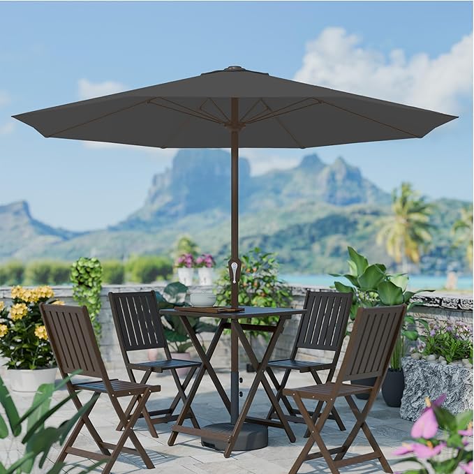 PatioKingdom 11FT Patio Umbrella,Outdoor Umbrella with Push Button Tilt and Crank,Market Table Umbrella with 8 Sturdy Fiberglass Ribs UV Protection