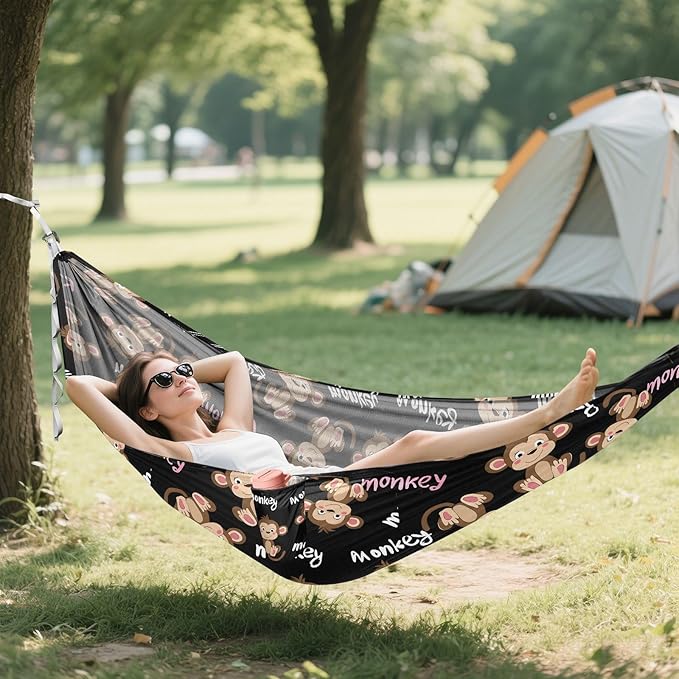 Camping Hammock Outdoor Hammocks for Outside Monkey Cute Black Beach Trees Portable Lightweight with Pockets Tree Straps Indoor