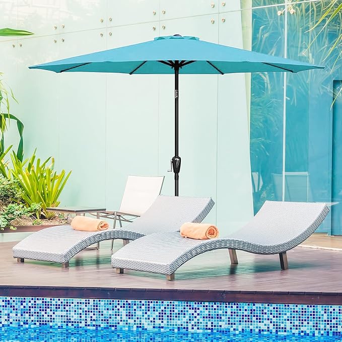 Simple Deluxe 2 Pack 9' Patio Umbrella Replacement Canopy Only Outdoor Table Market Yard Umbrella Replacement Top Cover with 8 Ribs, Turquoise