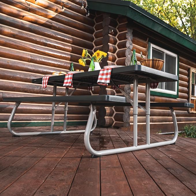 Lifetime 22123 Folding Picnic Table, 6 Feet, Hunter Green