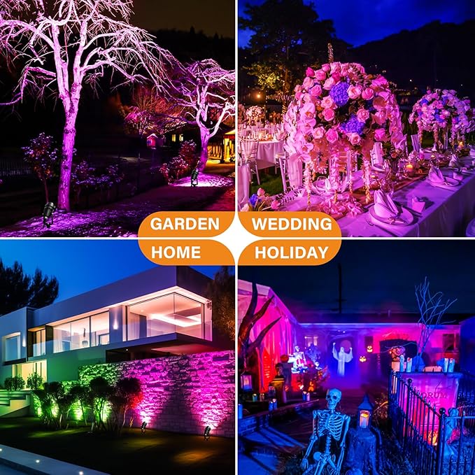 Spotlight Outdoor RGB Spot Lights 10W LED Landscape Lights Spot Lights Outdoor with 16 Color Changing for Yard Garden Decor, Landscape Lighting with Remote IP67 Waterproo(8 Pack)