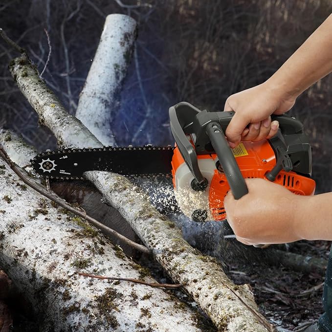 Bepritm 2-Stroke Gas Chainsaw, Gasoline Power Chain Saws with Handle&Fuel Tanks, Single Cylinder Chainsaws for Cutting Forest Trees Wood, Garden, Farm Cutting (12 Inch* 25.4CC)