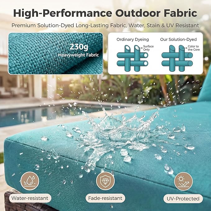 NICESOUL Modern Outdoor Couches with Firepit Table Propane/Natural Gas, 29.3'' High Back Comfy Conversation Set with Fireplace, 10 Seater Large Wide Patio Furniture Set, Brown Rattan and Teal Cushion