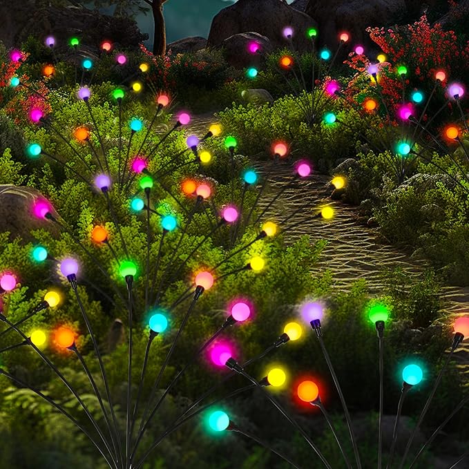 Solar Garden Lights Swaying, 40 LED Firefly Lights Outdoor Waterproof, Garden Decor Solar Lights Outdoor for Yard Porch Patio (4 Pack Multi-Colored)