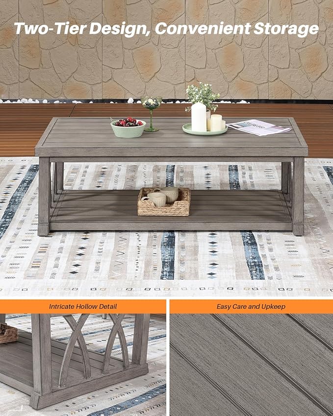 Aluminum Outdoor Patio Furniture Set, 4-Piece Patio Conversation Set with Cushions, All Weather Outdoor Sofa Set Patio Sectional Couch Set for Deck, Lawn, Poolside, Backyard, Limed Oak
