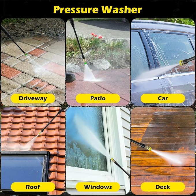 5000PSI PressureWasher PowerWashers 4 Quick Connect Nozzles and Foam Cannon for Cars Driveways Patios Fences