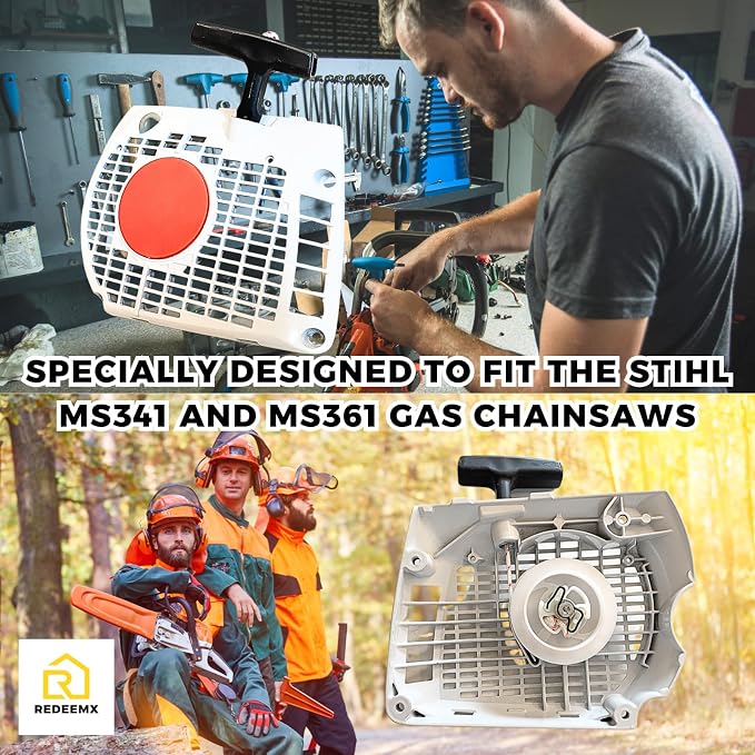 Recoil Starter Pull Start Assembly for Stihl MS341 MS361 Chainsaw Compatible with OEM #1135 080 2102/11350802102 Chainsaw Recoil Rewind Starter Replacement Part