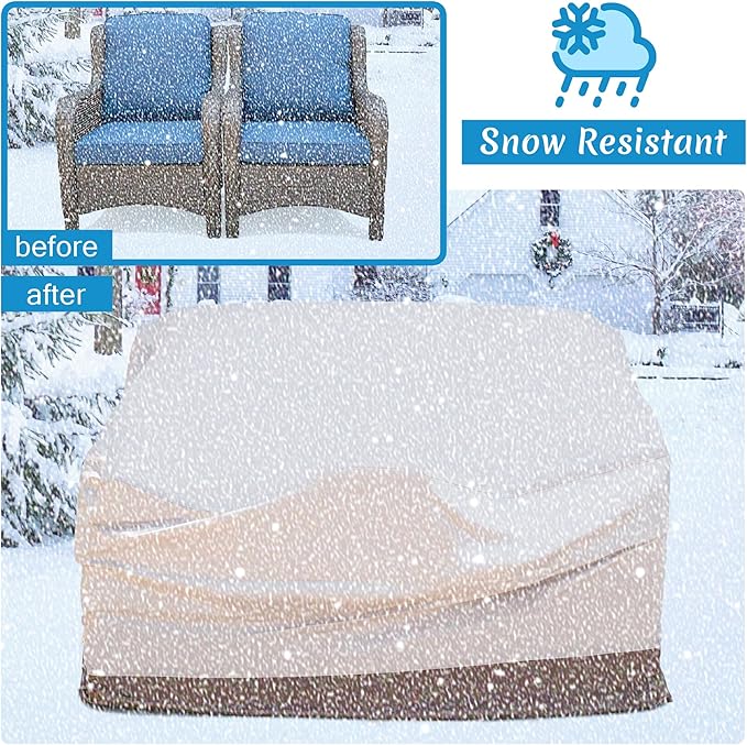 ovios Patio Furniture Covers, Outdoor Waterproof Cover for Chairs Sectional Sofa Loveseat Ottomans Couch Table General Purpose, 58.3" L*36.3" W*34" H, Beige-Brown
