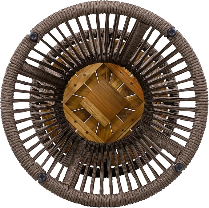 Christopher Knight Home Nara 25.8" Acacia Wood Outdoor Side Table, Hourglass Shaped with Metal Frame+Woven Rope, Outdoor Coffee Table, Garden Plant Stand Indoor, No Assembly Needed, Dark Grey+Teak
