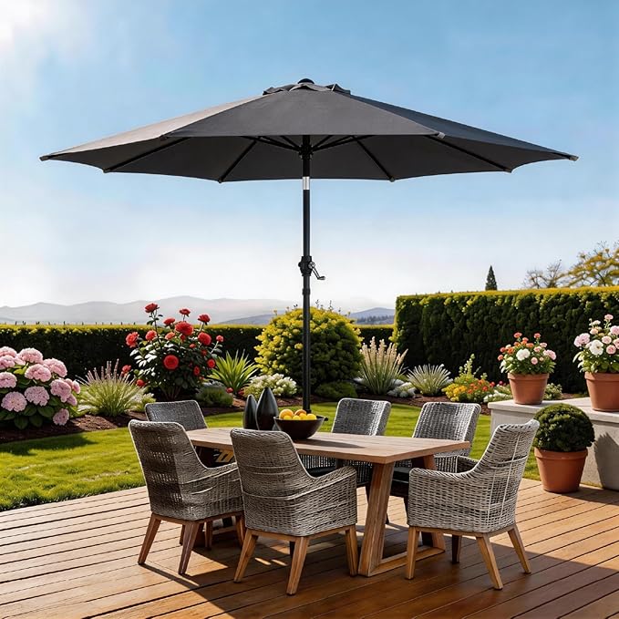 Bonnlo Patio Umbrella with Easy Push Button Tilt Outdoor Patio Umbrella Backyard Market Table Umbrella