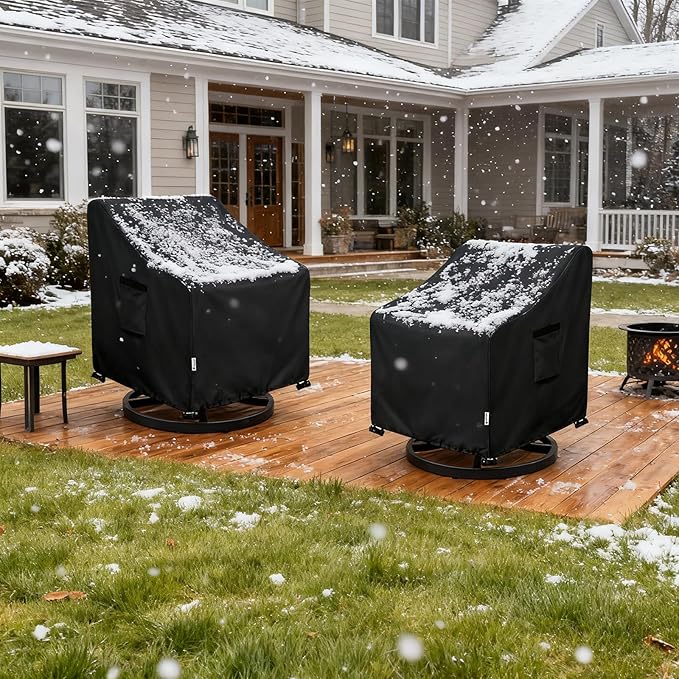 Patio Chair Covers Waterproof Patio Furniture Covers,27.5W x 32.5 D x 38 H Inches Outdoor Swivel Chair Cover 2 Pack -Black