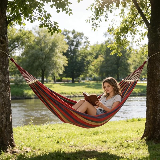 Camping Portable Hanging Hammock Indoor Home Bedroom Hammock Lazy Chair Travel Outdoor Swing Chair Thick Canvas Bed Hammocks,Used for Backpacking, Beach, Courtyard, Hiking.