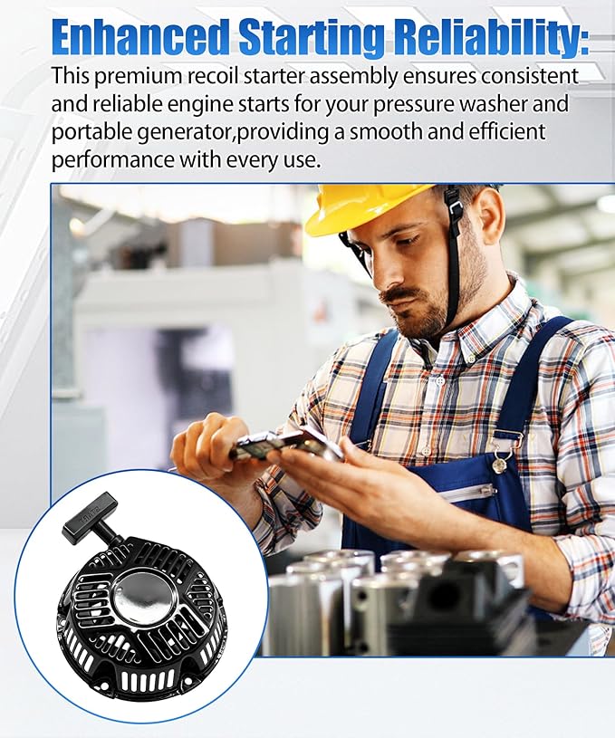 Recoil Pull Start Assembly Fits for Black Max Ryobi Echo Hart Ducar ToolTuff 212cc Engine 2500 2900 3100 3300 3200 3600 PSI Pressure Washer