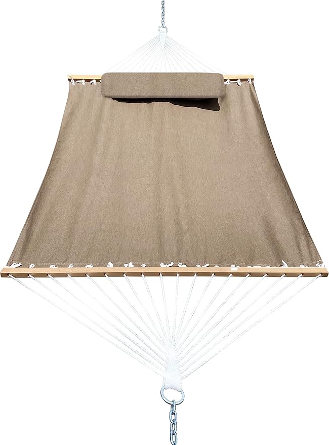 DuraWeather Poly® Outdoor Hammock with Attachable Pillow in Sunbrella Fabric (Canvas Heather Beige (#5476-0000))