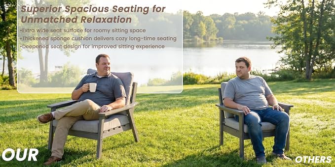 Ayge HDPE Patio Furniture Set, 3 Piece Sectional Outdoor Furniture Set, All Weather Outdoor Couch Set Patio Conversation Set for Deck, Lawn, Grey