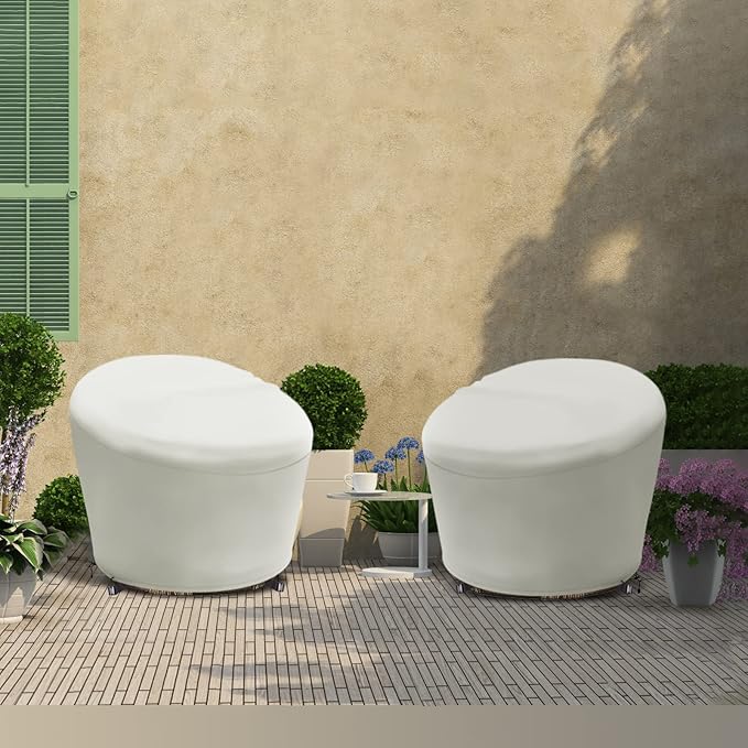 Papasan Chair Cover Waterproof,(for 52in Outdoor Papasan Chairs Covers) Beige, Zipper Design, Easy to Put On and Take Off, Dust Resistant Patio Furniture Seat Covers