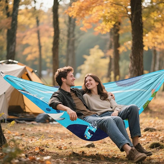 Ocean Whalurtle Fish Blue Sea 330lb Capacity Outdoor Hammocks with Hanging Ropree Hammock for Outside Patio Garden hamacas para adultos con soporte