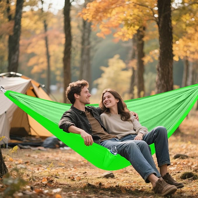 Fluorescent Green Solid Color 330lb Capacity Hammocks for Camping with Tree Straps Portable Hammock for Outside Patio Garden hamaca con soporte para adultos