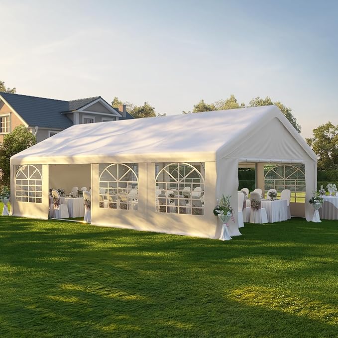 GARTOO 20' x 30' Canopy Party Tent & Carport - Heavy Duty Outdoor Wedding Gazebo with 4 Sand Bags, Event Shelter Canopy for Outdoor Event, Wedding, Birthday Party