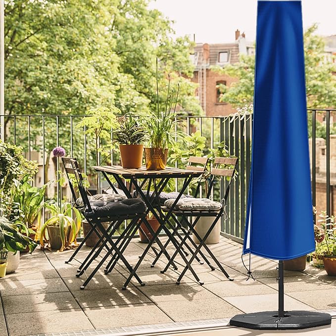 OKPOW Umbrella Cover 420D Oxford Fabric Patio Umbrella Covers Waterproof with Zip, for 9ft to 12ft Garden Outdoor Umbrella (Blue)