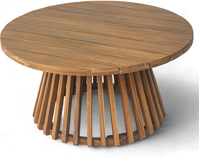Christopher Knight Home Charm Patio Conversation Set, 3 Seater Acacia Wood Sofa, Spacious Seating Daybed, Wood Coffee Table, Round Side Table, Outdoor Furniture for Backyard Garden Gathering, Green