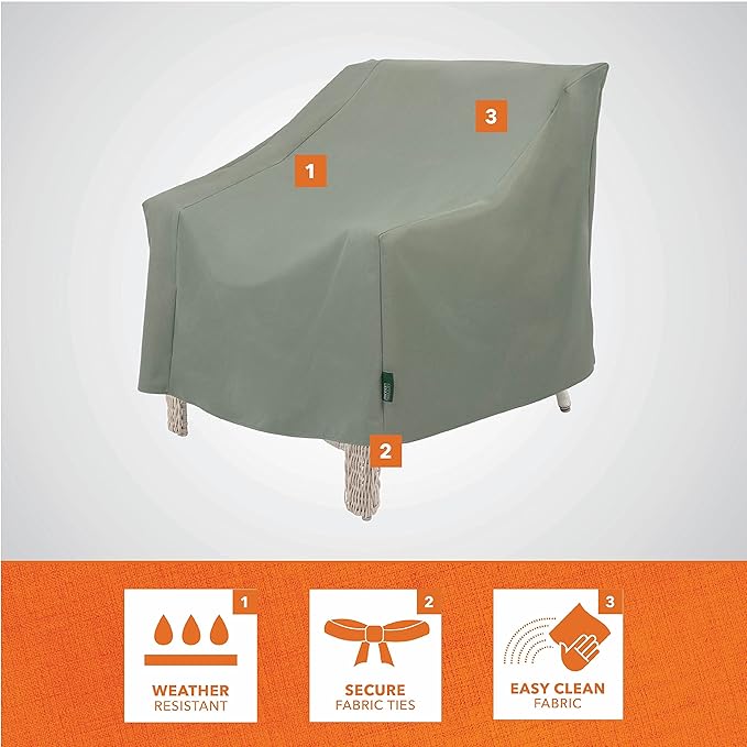 Modern Leisure Basics Patio Chair Cover - Weather-Resistant Fabric - Furniture Protection Perfect for Patio, Deck, and Porch - 33" L x 34" W x 31" H - Sage