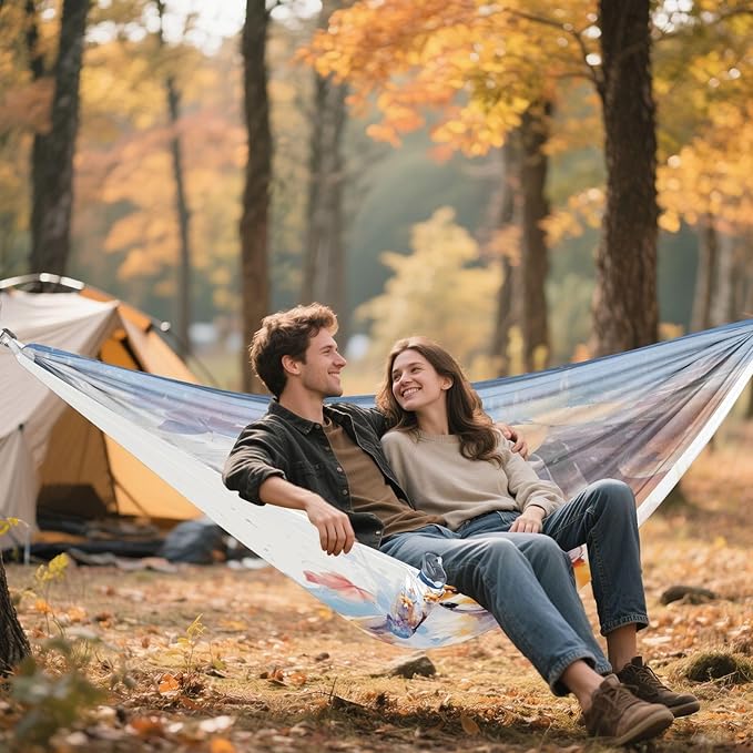 FRMG Fox Hammock 500 lbs Capacity Portable Hammocks with Tree Straps & Attached Carry Bag, Camping Essentials Gear 2012298a