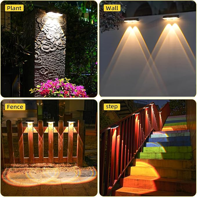 EGOBOO Solar Wall Lights Outdoor for Fence, Pool, Deck, Patio, Step, 6 Modes with Adjustable Color Temperature Warm/Cool/Natural White & Dynamic Breathing Mode, Auto Dusk to Dawn LED Light, 6 Pack