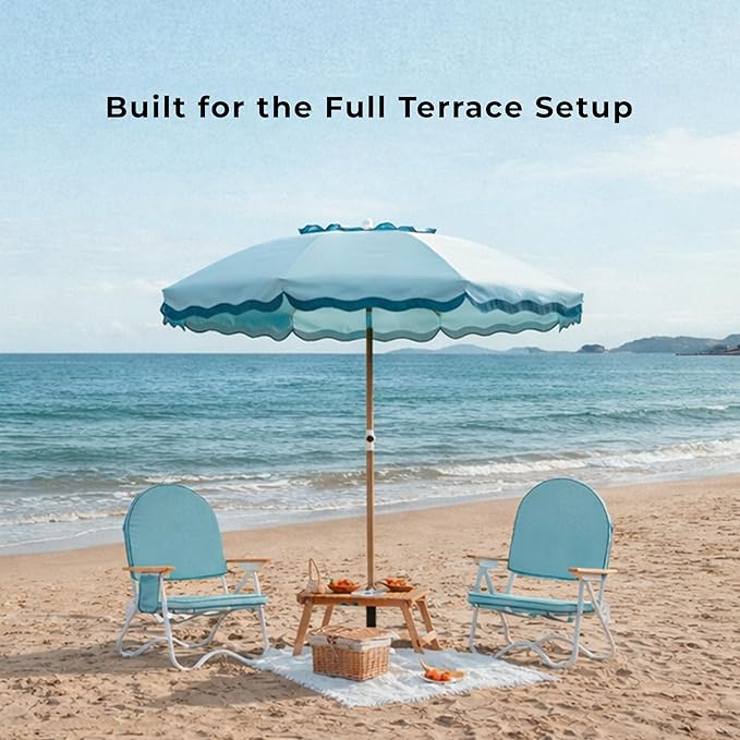 6FT Patio Beach Umbrella for Outdoor, UPF 50+ Sun Shade for Patio, Backyard, Garden, Pool and Beach, Tilt Adjustable, Portable, Harbour Cypress Green