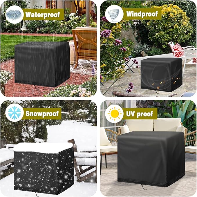 Patio Table Cover for Outlux 16.5" Metal Outdoor Side Table, Waterproof Outdoor Small Side Table Square Table Cover End Table Cover- 17"L x 17"W x 18"H, Black
