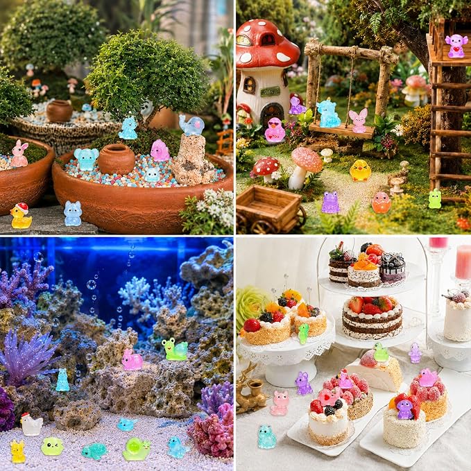 EKisemio 160Pcs Mini Resin Animals Blind Bags, Glow Mystery Figures Bags | Luminous Animals Figures Variety Pack , Glow in The Dark Designs, for Kids’ Collecting, Hide Games, Classroom Rewards