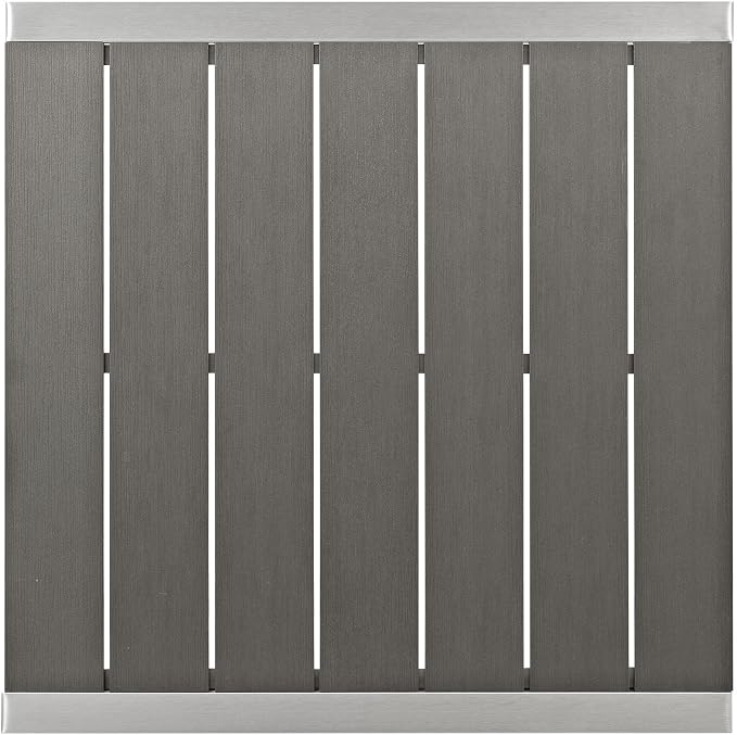Modway Shore Aluminum Outdoor Patio Square Bar Table in Silver Gray