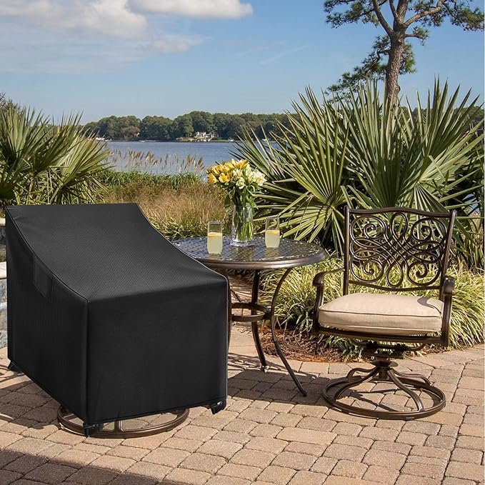 WLEAFJ Outdoor Swivel Chair Covers - Heavy Duty, Waterproof Patio Rocking Chair Covers - Black, 2 Pack - 33" W x 35" D x 38.5" H
