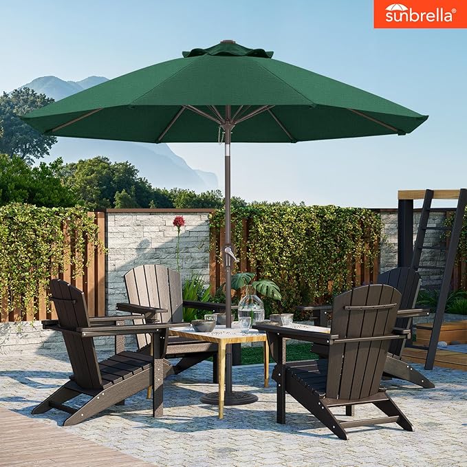 ABCCANOPY 10-Year No Fading 9FT Patio Umbrella, Acrylic Outdoor Table Umbrella with 8 Sturdy Ribs for Deck, Backyard, Garden, Yard (Green)