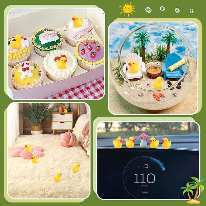 TINKRSTUFF 150PCS Mini Resin Animals Cute Yellow Tiny Ducks,Miniature Duck Figures to Hide,Little Animal Small Figurines Bulk for Desk Garden Landscape Aquarium Ornaments DIY Crafts & Decor