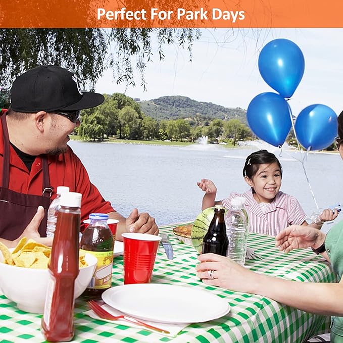 KENOBEE 6ft Picnic Table and Bench Cover, Camping Essentials RV Gear, 72in Waterproof Windproof Outdoor Elastic All Around Tablecloth, Fitted Rectangle Tables and Seats, Green-White Checkered