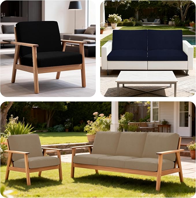 BIETYONE 4Pcs Patio Stretch Cushion Covers,Outdoor Sofa Replacement Cover Slipcovers for Patio Furniture Cushion Covers, Washable Reusable Furniture Protector