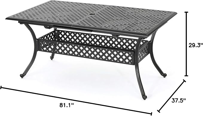 Christopher Knight Home Abigail Outdoor Cast Aluminum Expandable Rectangular Dining Table, Shiny Copper Finish