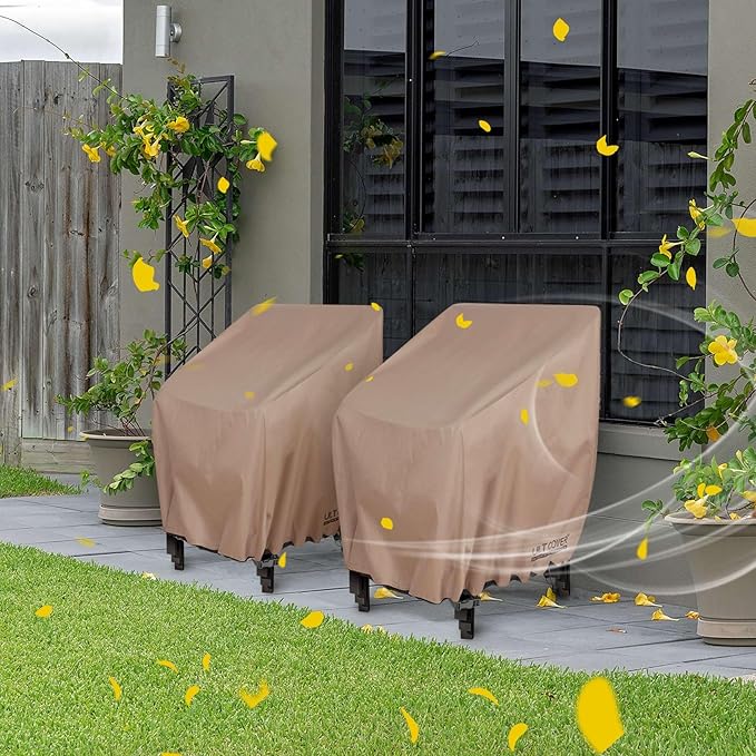 ULTCOVER Stackable Patio Chair Cover 2 Pack – Waterproof Outdoor Stack of Chairs Cover Fits Up to 26W x 30D x 45H inches