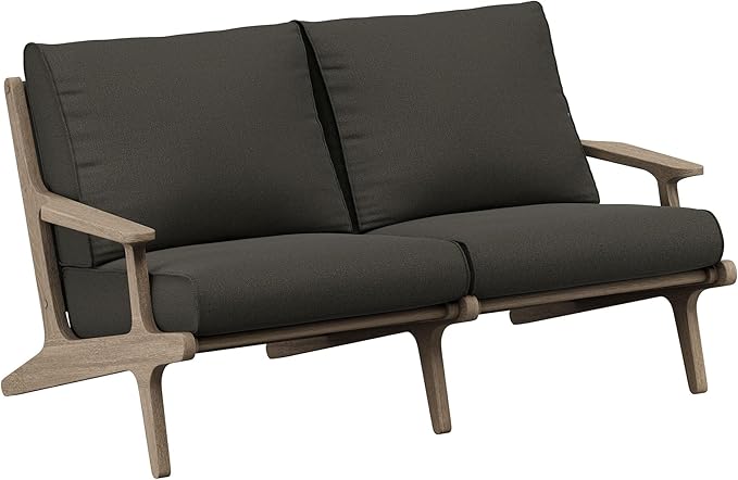 Modway Saratoga 4-Piece Outdoor Furniture Set in Flint Gray - Patio Conversation Set with Sofa, Loveseat, Side Table and Coffee Table