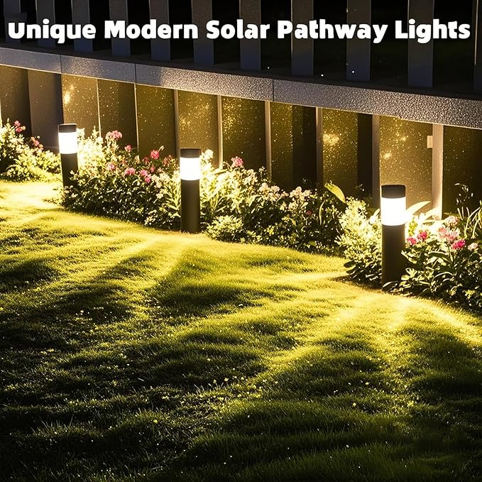 Sublume Solar Pathway Lights Outdoor, 4 Pack Large Metal Stainless Steel Solar Garden Lights, 3000K Brighter Outdoor Solar LED Lights for Yard, Path, Walkway, Driveway, Sidewalk, Landscape Lighting