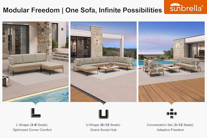 PURPLE LEAF Patio Furniture Set Outdoor Conversation Sets with Fade-Resistant Cushions and Coffee Table 12 Pieces Aluminum Modern Wicker Sofa Chairs for Balcony Yard Garden, Taupe