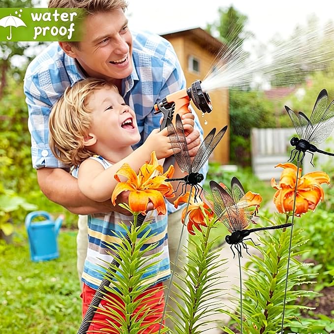 16Pcs Black Dragonfly Clip, DIY Dragon Fly Clips, Fake Dragonfly Garden Outdoor Decor, Plastic Dragon Fly Plant Pot Decorations with Pliers & Clips, Includes Pliers & Clips(Small)