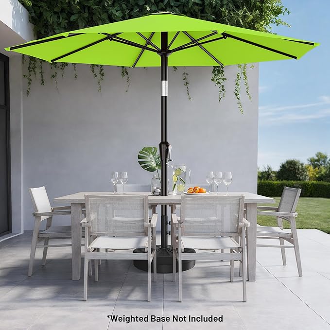 AreShark 10 FT Outdoor Patio Umbrella, Patio Table Umbrella with Push Button Tilt and Crank, Outdoor Patio Umbrellas with 8 Fiberglass Ribs, Patio Umbrellas for Market, Garden, Pool (Apple Green)