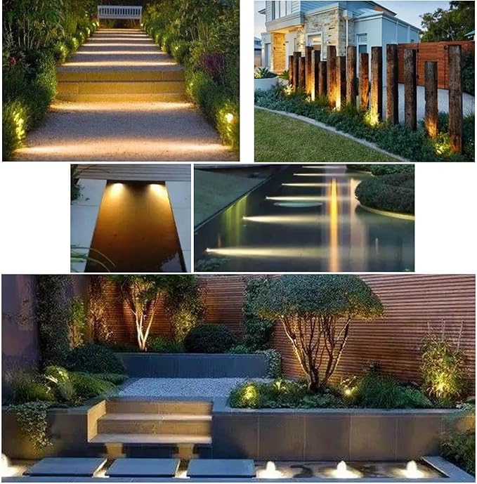 Warm White Pond Lights, Outdoor 10 Ft Cord Underwater Light 12W IP68 Waterproof Garden Lights Spotlight for Lawn Decorative Lamp 3000K Warm White Spotlights with US Plug 2 Lights